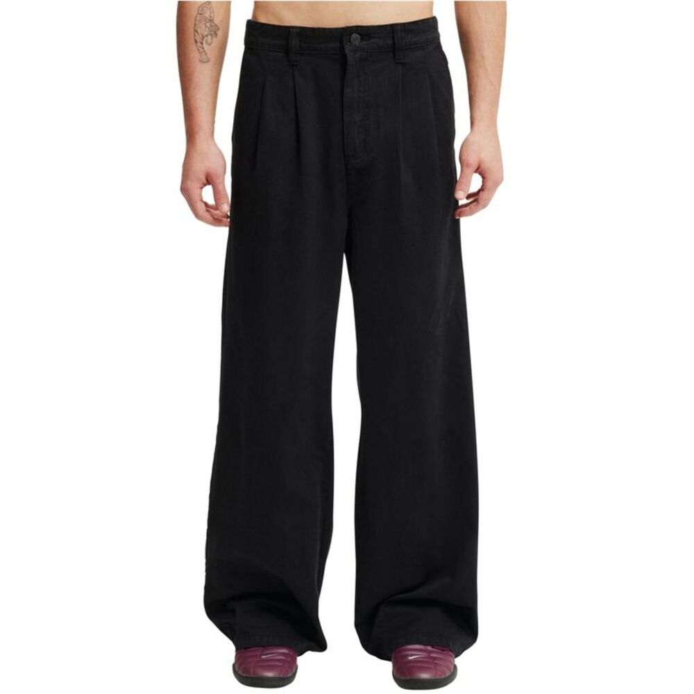 Cotton On Mens Super Baggy Pleated Wide Leg Loose Casual Pants, NWT